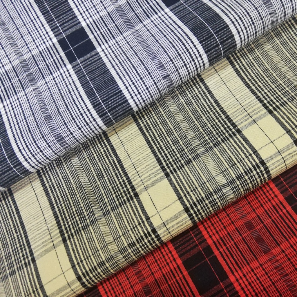 现货全棉衬衫面料高档男士格子衬衫面料高支高密色织格子面料