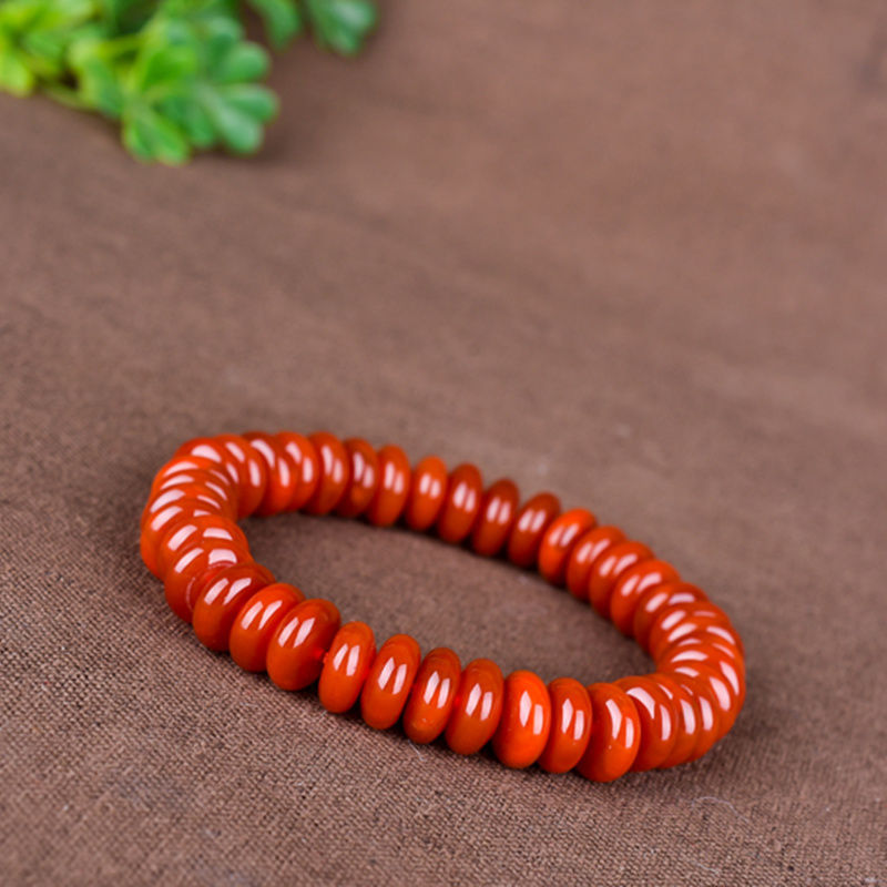 真品南红玛瑙手串手链保山四川凉山料真品柿子红火焰红满肉满色