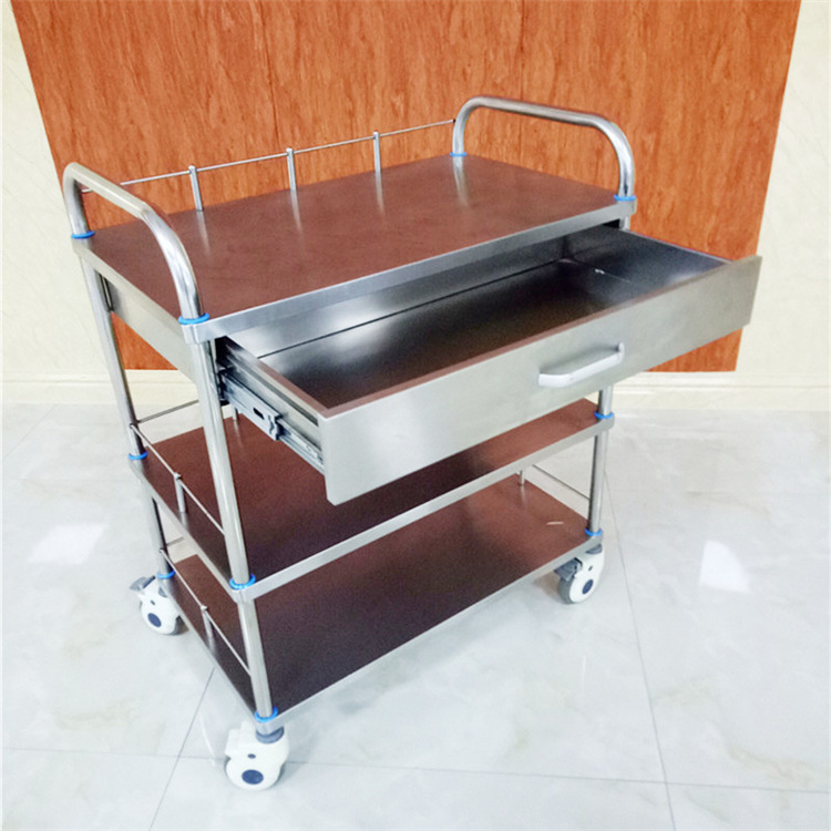 不锈钢治疗车医院用手术室器械换药推车双层三层仪器医疗置物推车