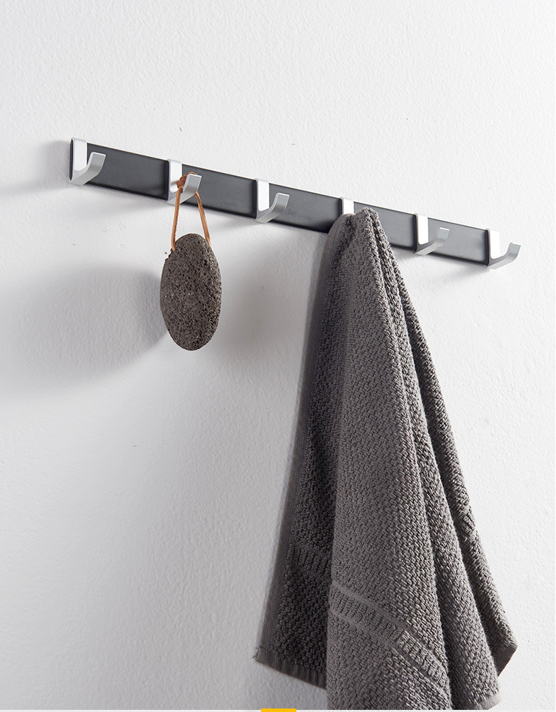 北欧黑色太空铝挂钩排钩创意厨卫门后铝合金衣帽钩挂衣钩勾
