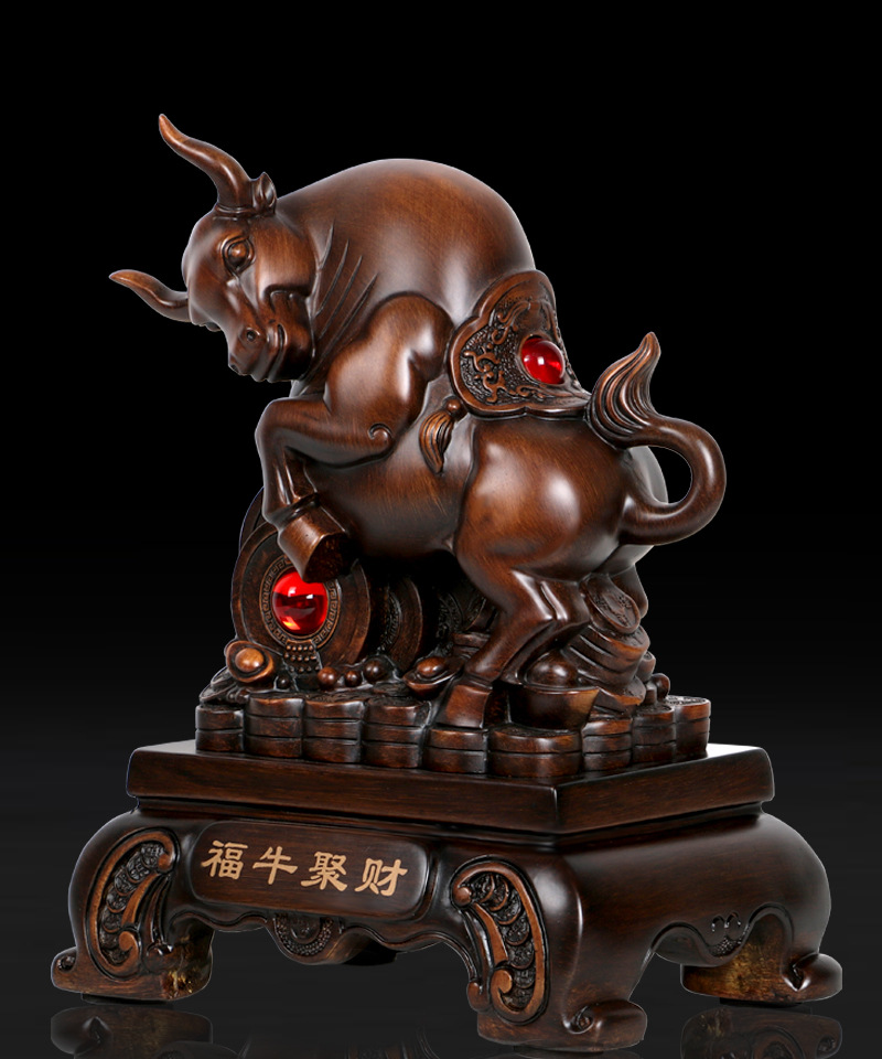 生肖牛摆件招财牛雅信树脂工艺品批发客厅办公室风水开业乔迁礼品