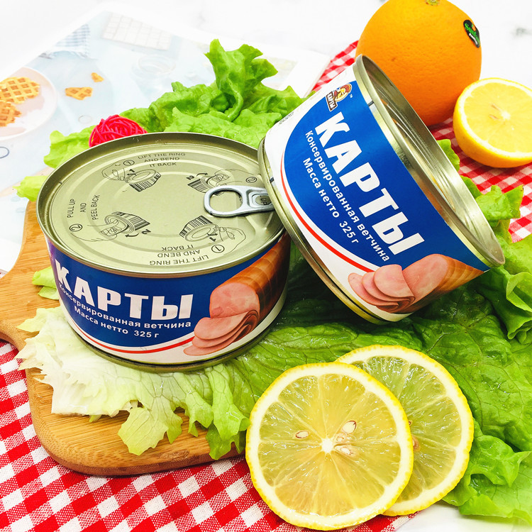 俄罗斯风味午餐肉火腿猪肉罐头火锅下酒下饭菜野餐开罐即食