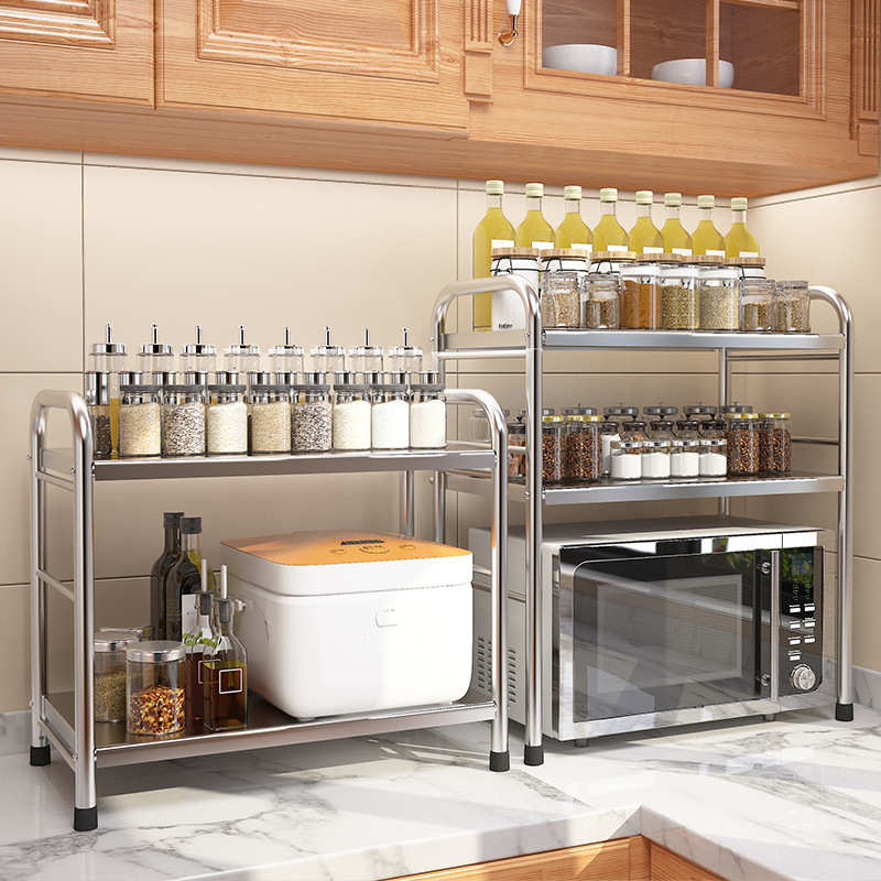 收纳烤箱橱柜微波炉电饭锅灶台落地多层架子不锈钢厨房置物架储物