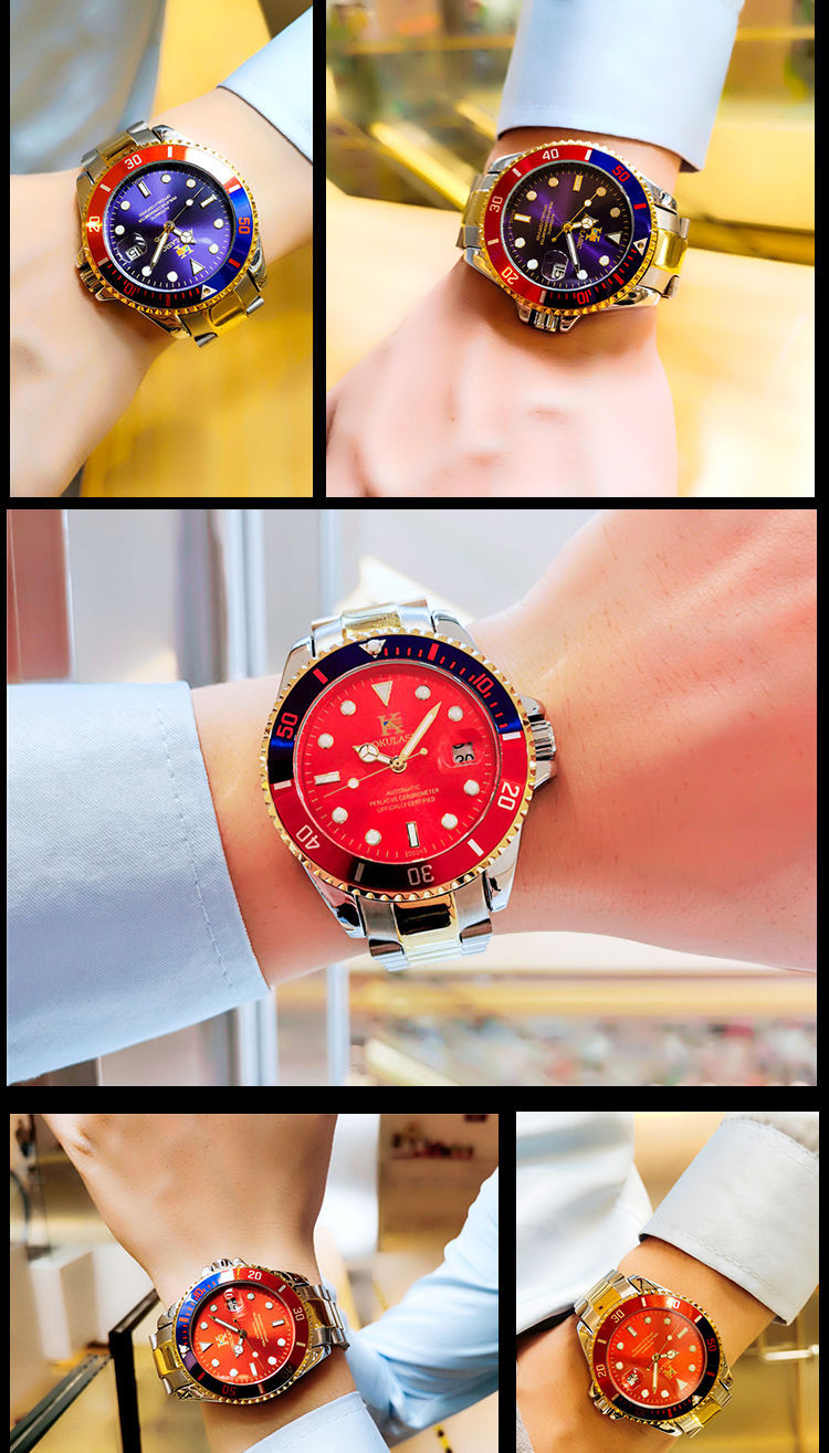 奥古拉斯瑞士绿水鬼手表男士全自动机械表夜光防水潜水表一件代发