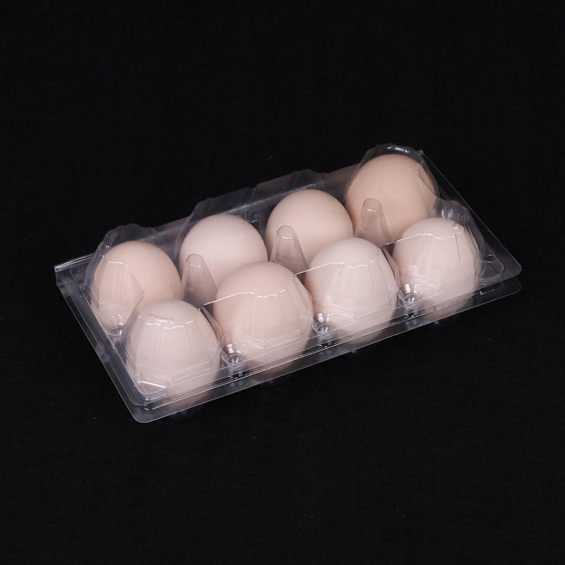 厂家直销8枚装中号透明鸡蛋托 加厚pet塑料超市土鸡蛋包装盒批发