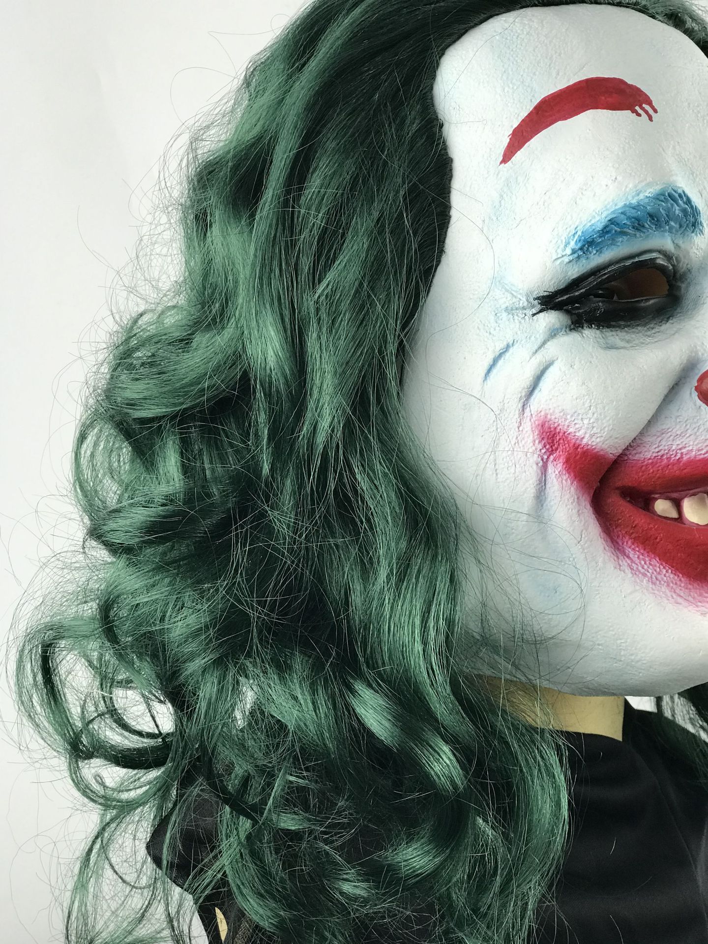 万圣节乳胶绿发小丑面具 joker恐怖舞会表演道具 oem定制