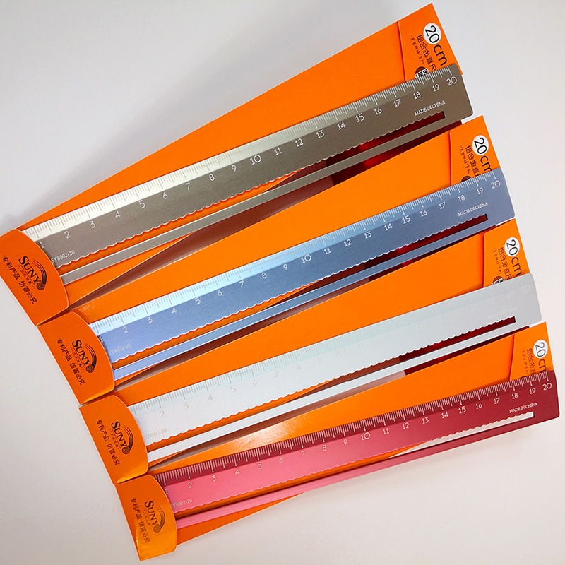 Student Aluminum Alloy Ruler 20cm Pupil Ruler School Supplies a Scale Measurement Supplies Wholesale