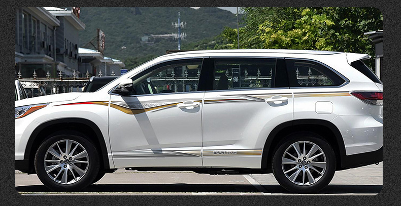 适用于15-19款丰田汉兰达车身贴装饰拉花彩条创意个性改装车贴纸