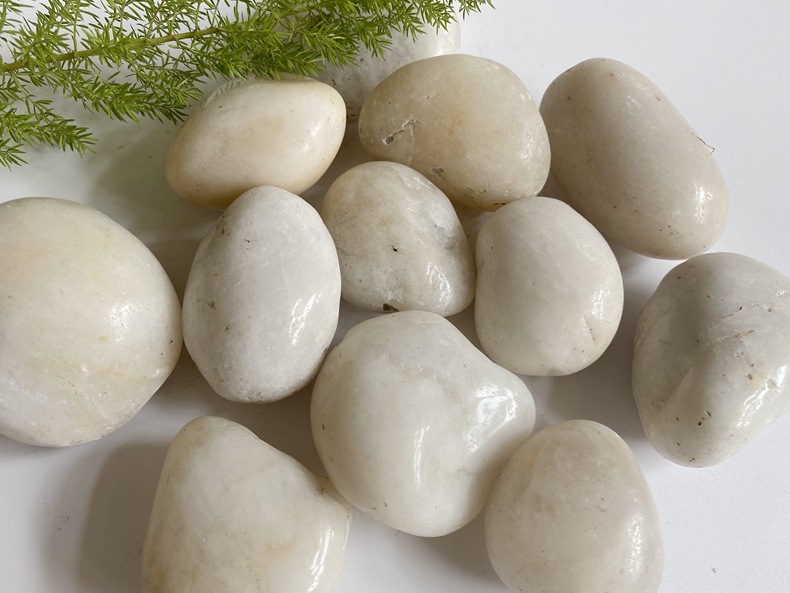 【月销万吨】高光精品白色雨花石 白色鹅卵石园林工程铺面石批发