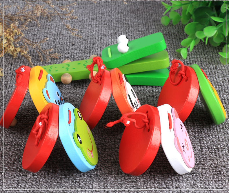 卡通动物响板早教音乐玩具打板声音听觉训练节拍器圆舞板教具器材