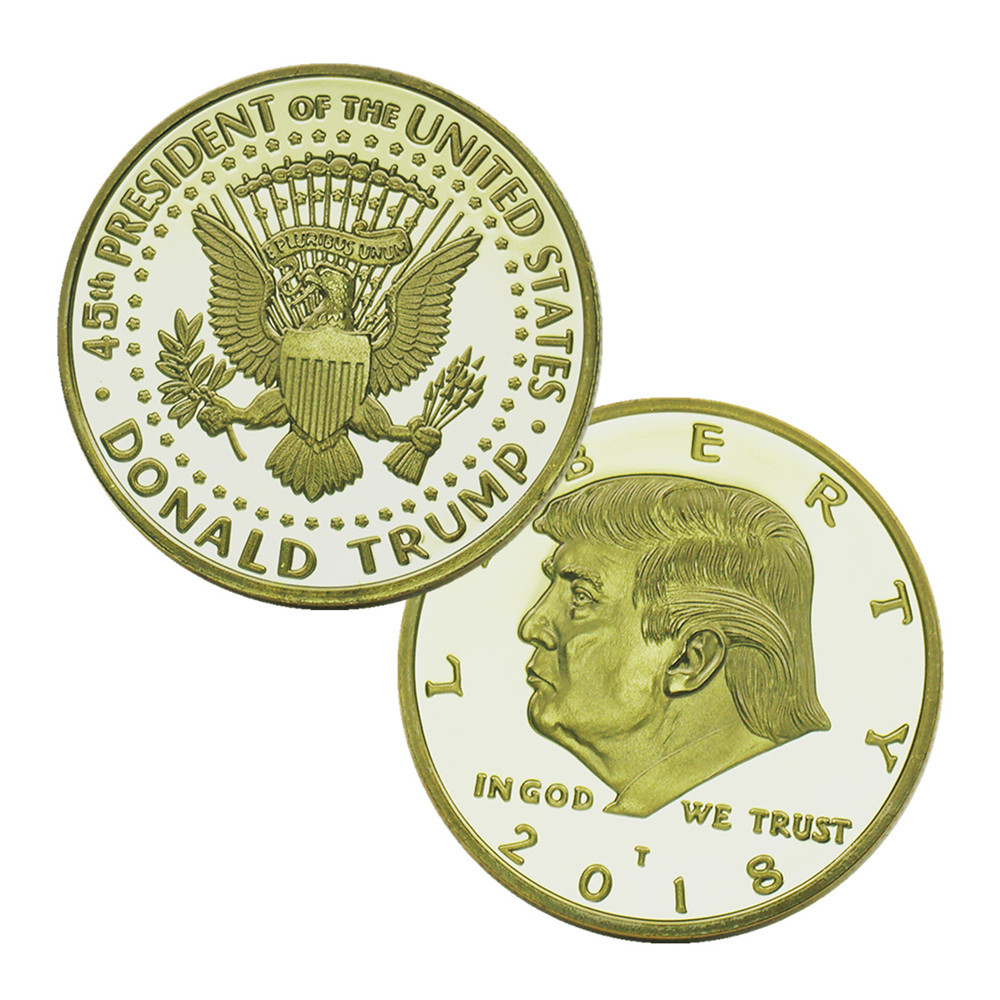 2018朗普纪念币美国总统纪念币外贸硬币镜面 金色微浮雕