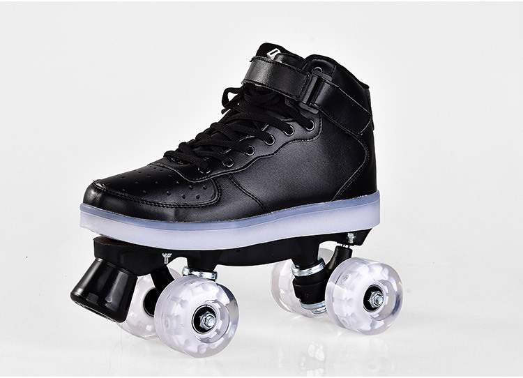 现货批发彩灯双排溜冰鞋成年双排滑轮四轮旱冰鞋轮滑鞋溜冰场批发