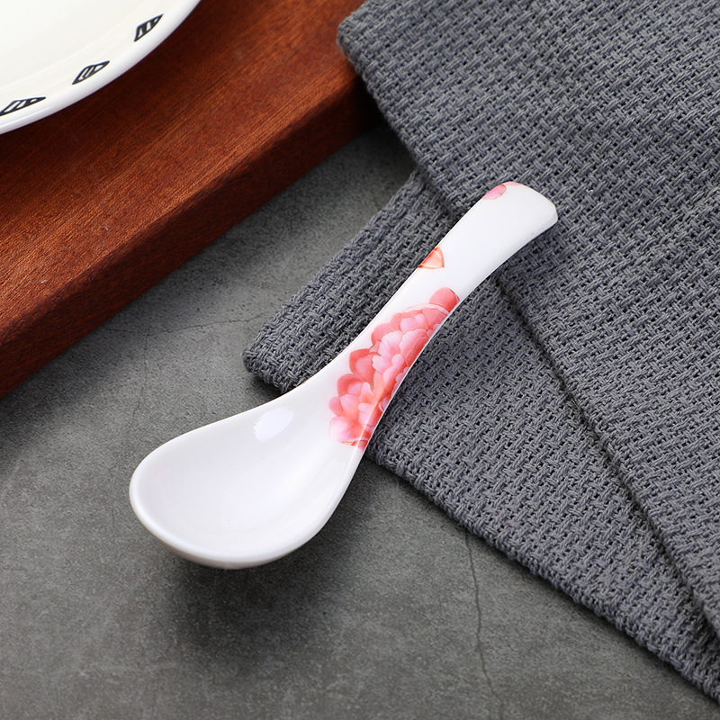 One Yuan Store Melamine Food Secret Set Spoon Imitation Porcelain Small Spoon Spoon Spoon White Spoon One Yuan Wholesale