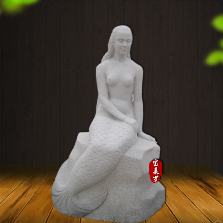 西方童话人物雕塑 美人鱼石材雕塑 花岗岩美人鱼石雕