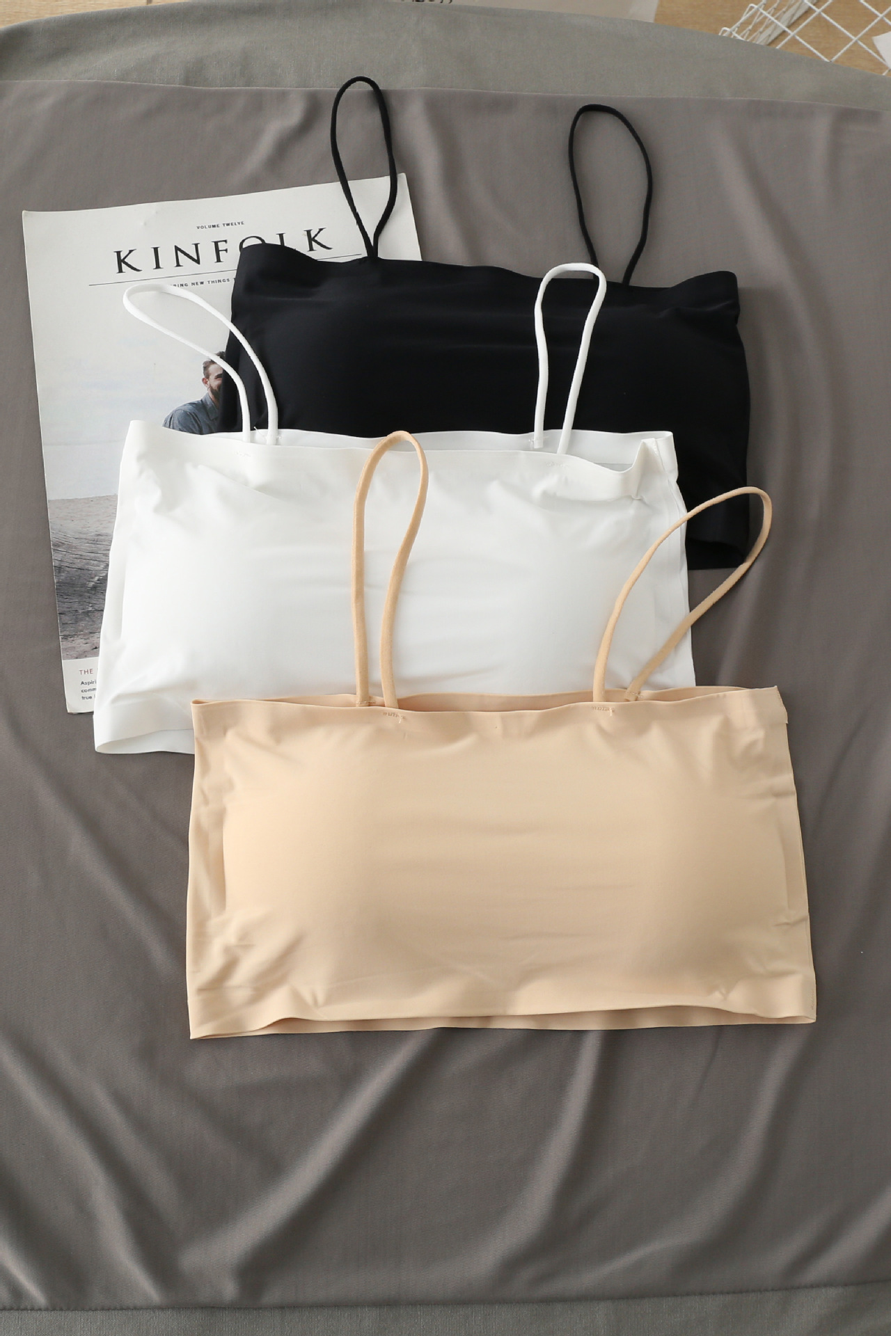 现货批发一片式冰丝抹胸女夏季胸垫无痕修身显瘦无袖吊带百搭裹胸