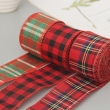4cm/5cm/6cm红黑格子麻布彩带包装带 diy圣诞装饰织带礼品