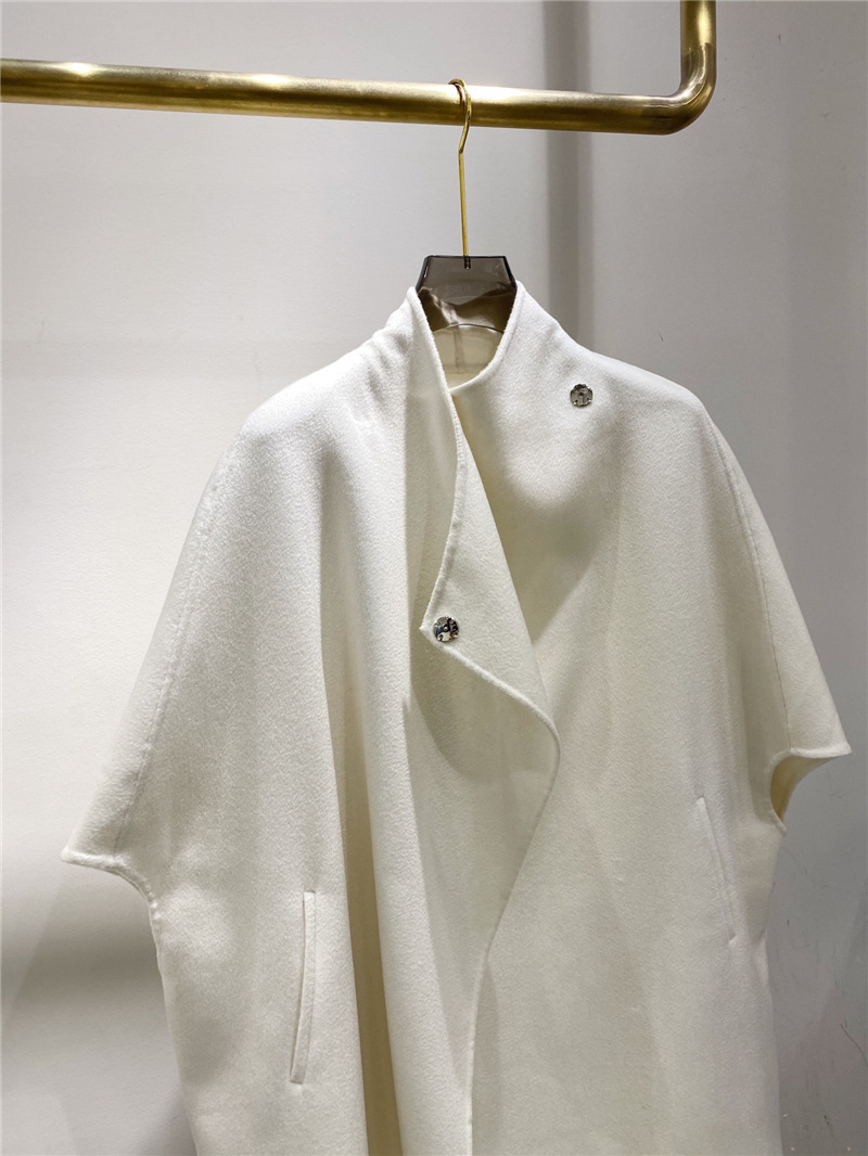 斗篷羊绒大衣女中长款时髦大气新款白色双面绒毛呢外套女韩版宽松