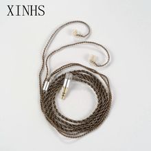 XINHS 2.5/3.5/ 4.4/mm耳机升级线4股铜镀银 银灰色耳机线 弯头