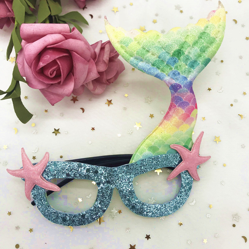 New Children's Ins Glittering Powder Glasses Frame Internet Celebrity Mermaid Decoration Glasses Accessories Holiday Party Supplies Accessories