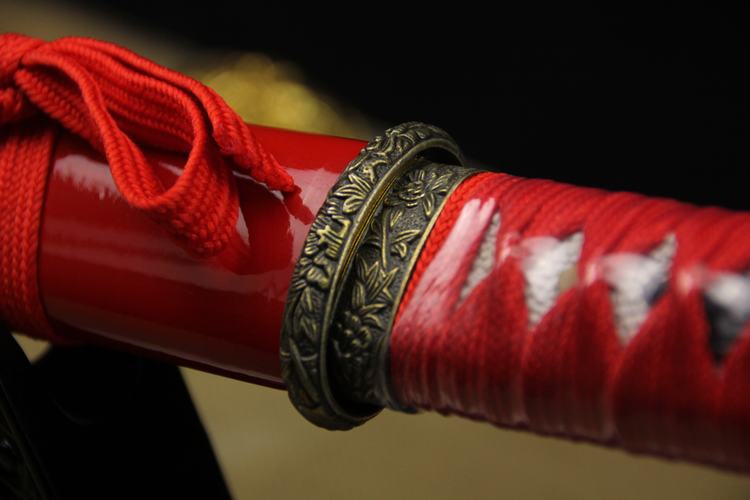 龙泉秦秋刀剑厂家跨境一件代发直款武士剑红色梅花盘影视剑未开刃