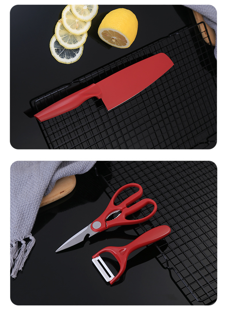 厂家批发不锈钢厨用刀五件套礼品 网红菜刀套刀厨房用具组合套装