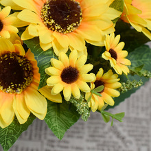 跨境仿真向日葵盆栽仿真小雏菊盆栽花向日葵绢花装饰花仿真花小盆