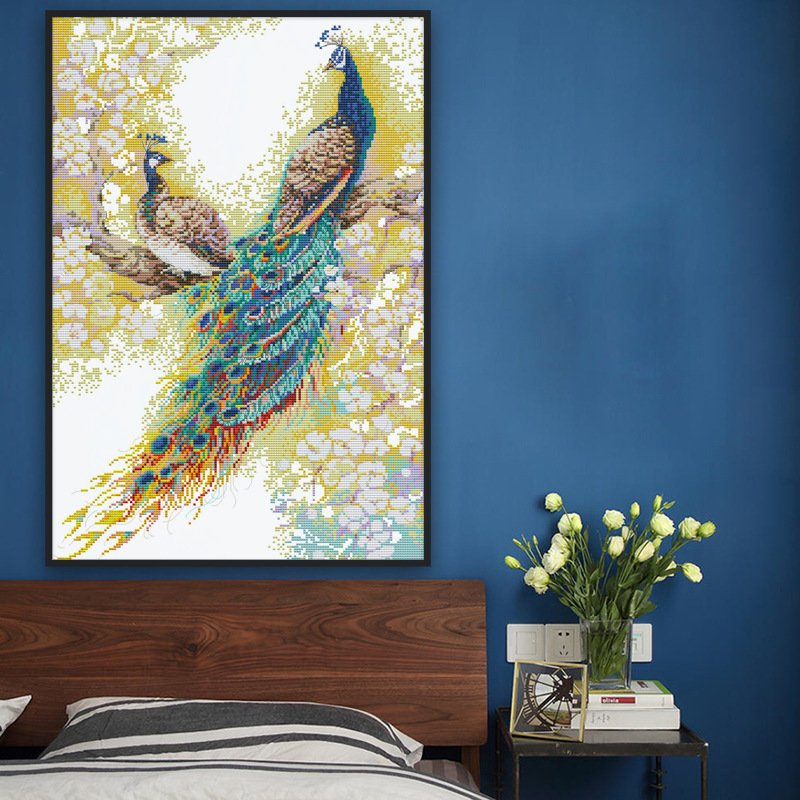 速卖通热销十字绣孔雀情侣客厅小件动物系列手工刺绣套件一件代发
