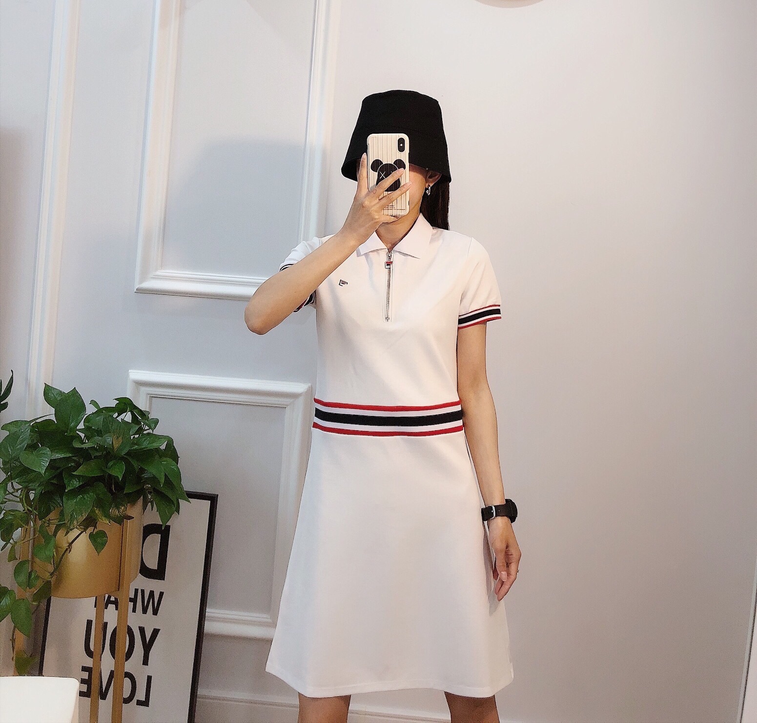 菲 明星同款女子polo裙 2020夏季新款运动连衣裙女裙 刺绣拼接