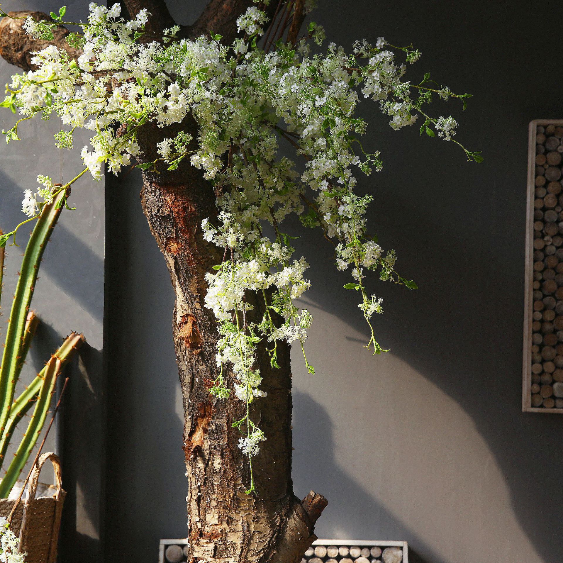 假花雪柳飘雪美式田园塑料仿真花插花装饰客厅软装摄影道具