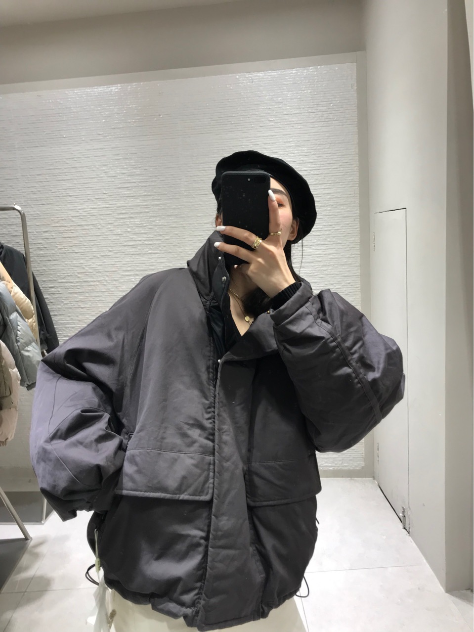 米索两面穿短款休闲羽绒服女