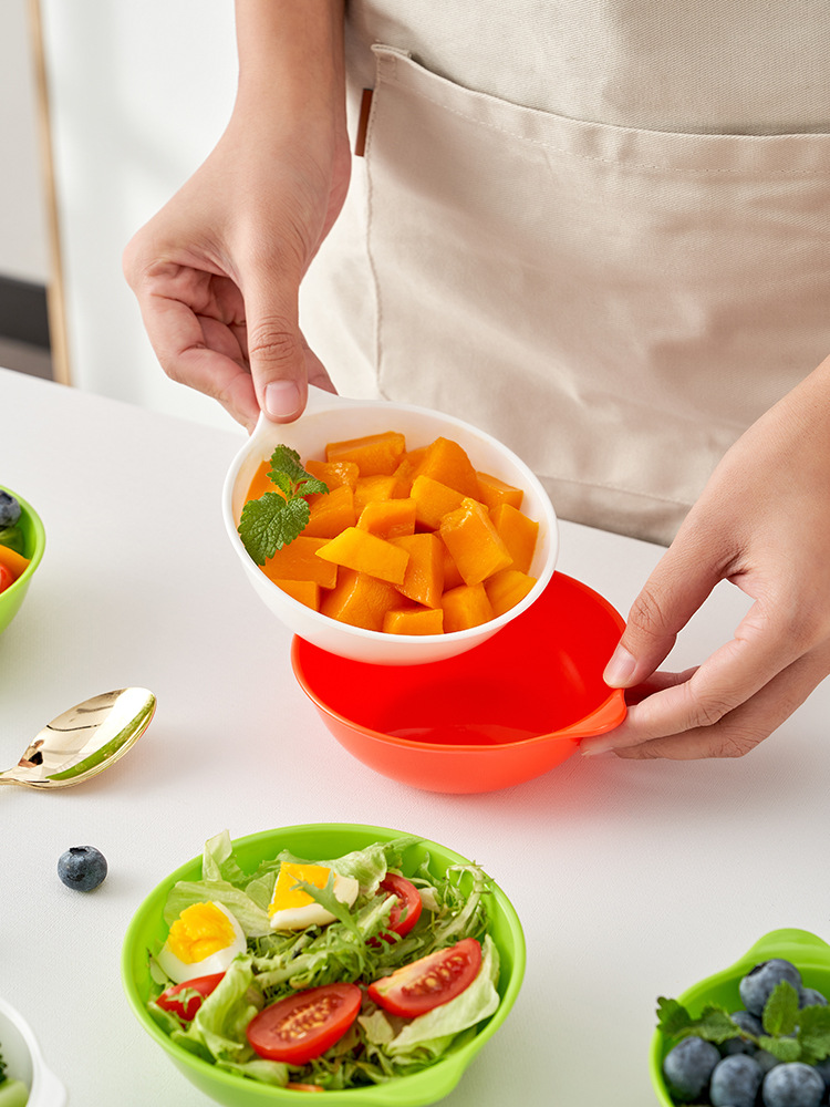 km1376糖果色小盘水果蔬菜沙拉盘便携式小餐盘子2pc