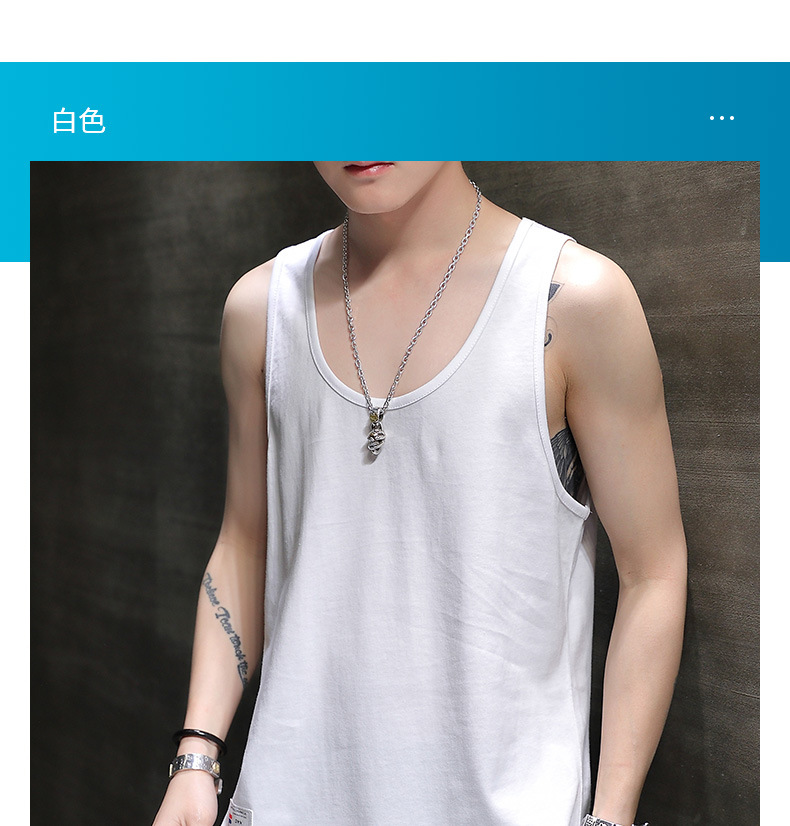 100ins背心男潮夏季男士宽松纯白色坎肩运动砍袖潮牌无袖t恤