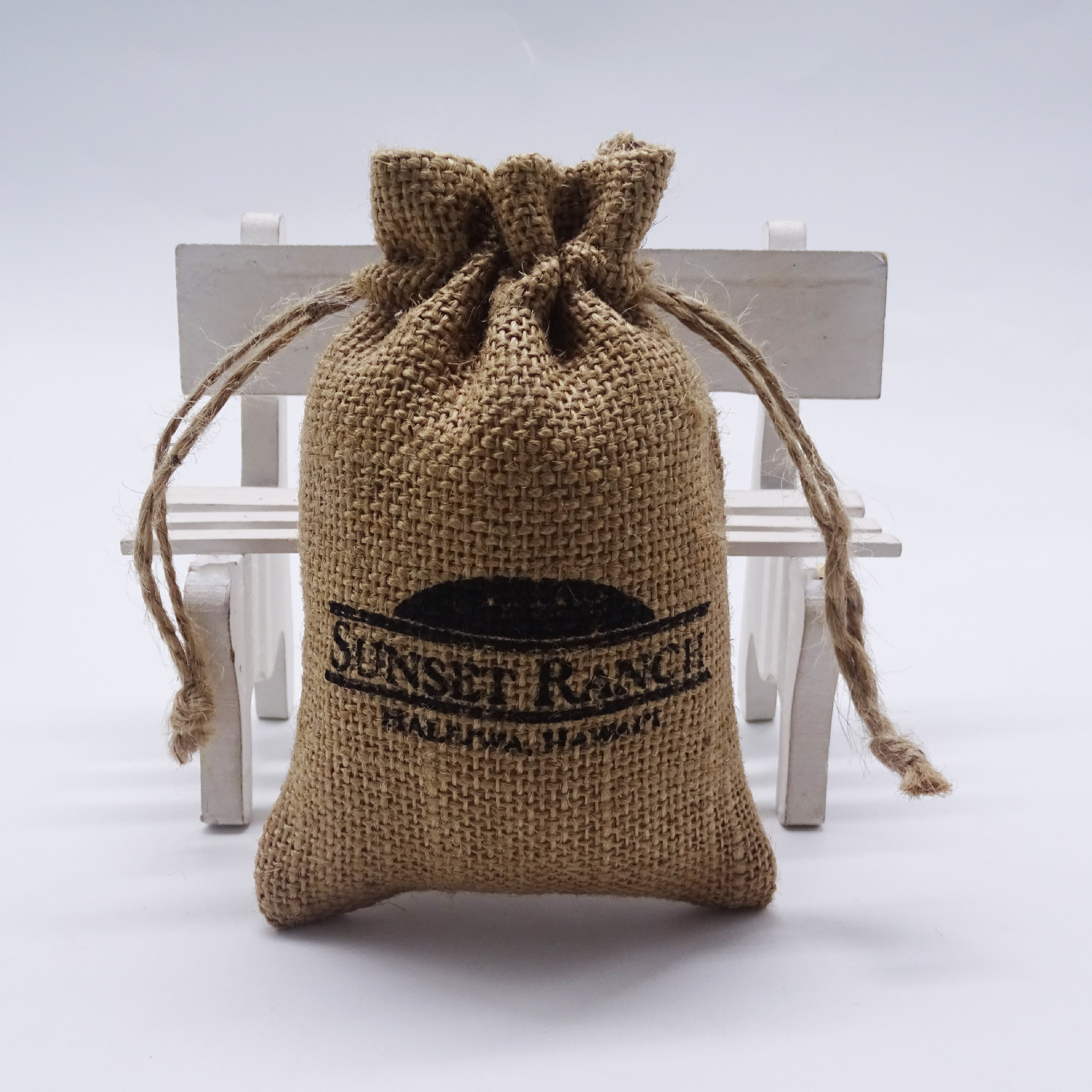 直销黄麻粗麻佛珠抽绳束口麻布袋 天然简约风麻黄色古件收纳袋