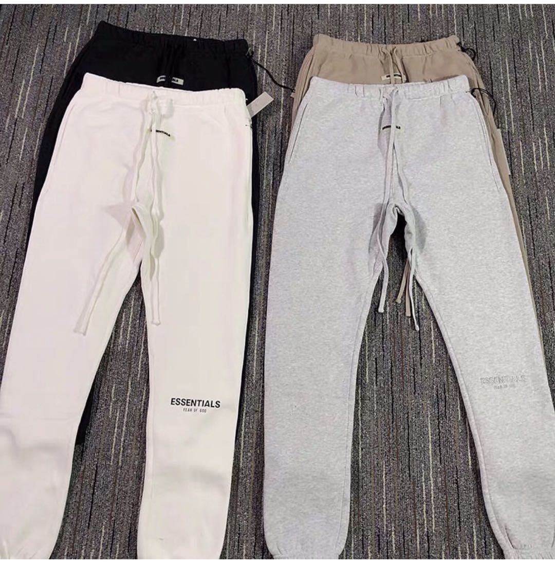 正确版fear of god essentials 3m反光高街抽绳长裤fog刺绣休闲裤