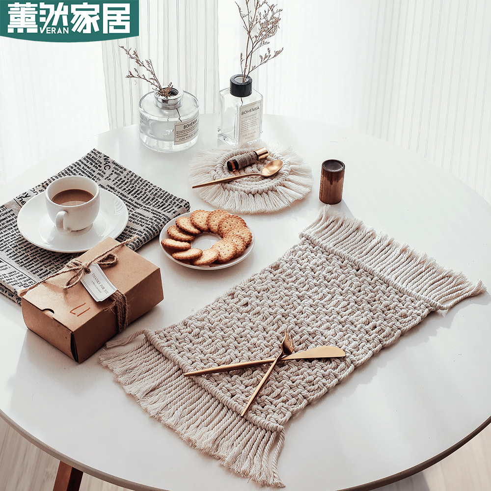 Creative Nordic Woven Placemat Thickening Heat Insulation Pad Non-Slip Coaster Hotel Western-Style Placemat Stall Supply Gt094