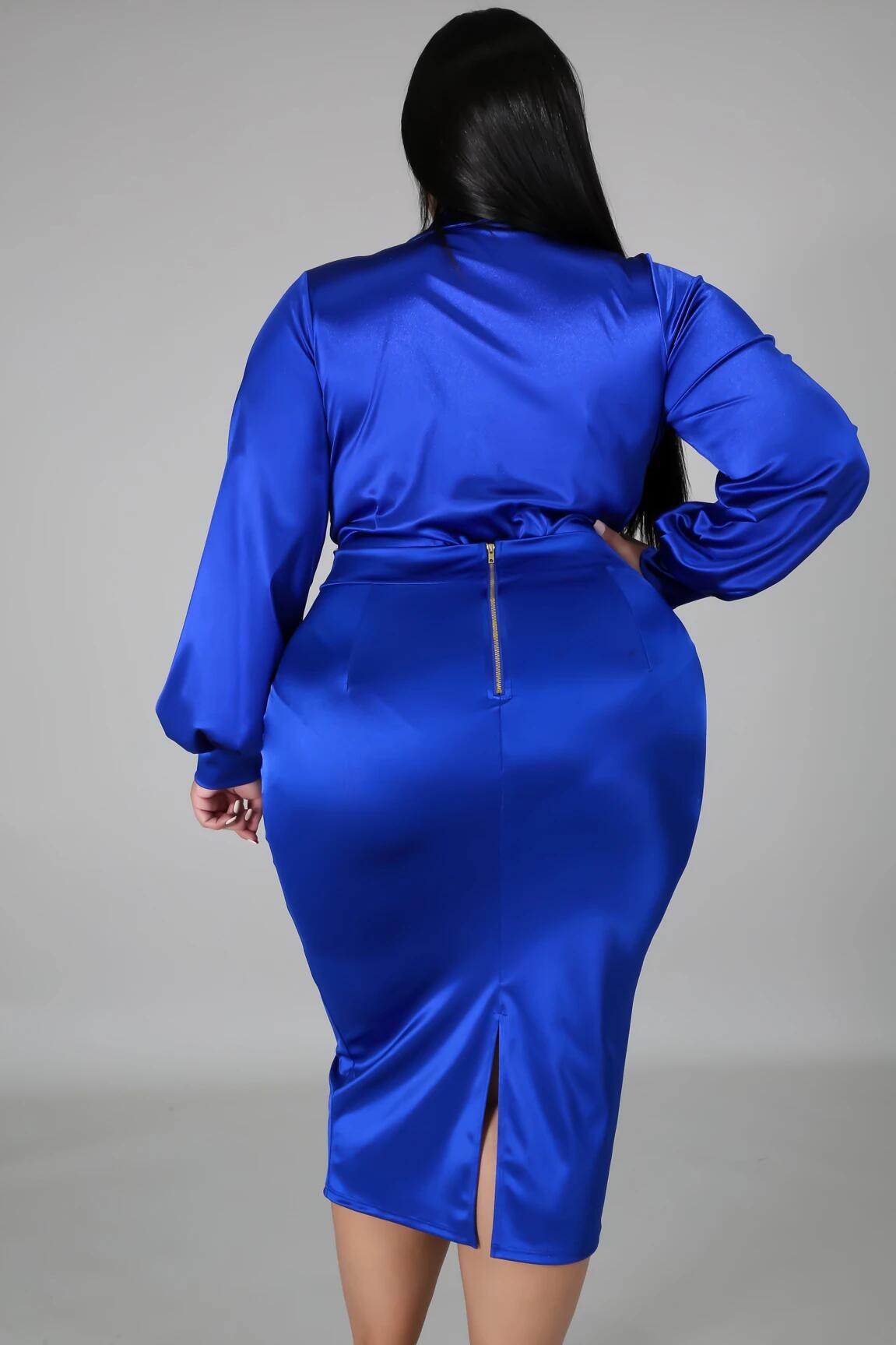 pp051欧美跨境专供纯色时尚休闲女式翻领肥婆大码休闲套装夜店装