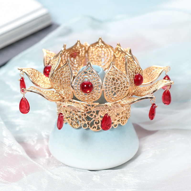 团铭原创发冠 珍珠古风发髻头冠 秀禾服头饰汉服发饰新娘古装饰品