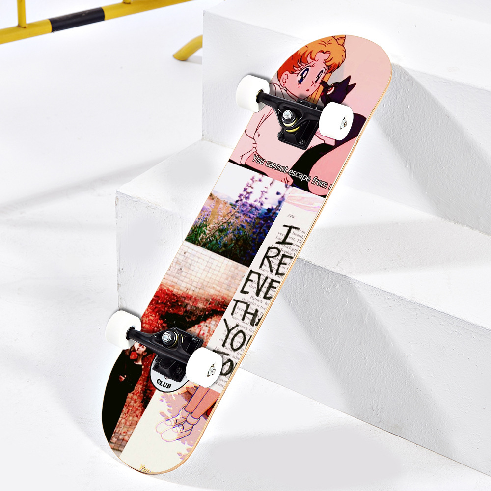 一件代发专业花式短板双翘滑板四轮滑板成人枫木小滑板8寸sup me