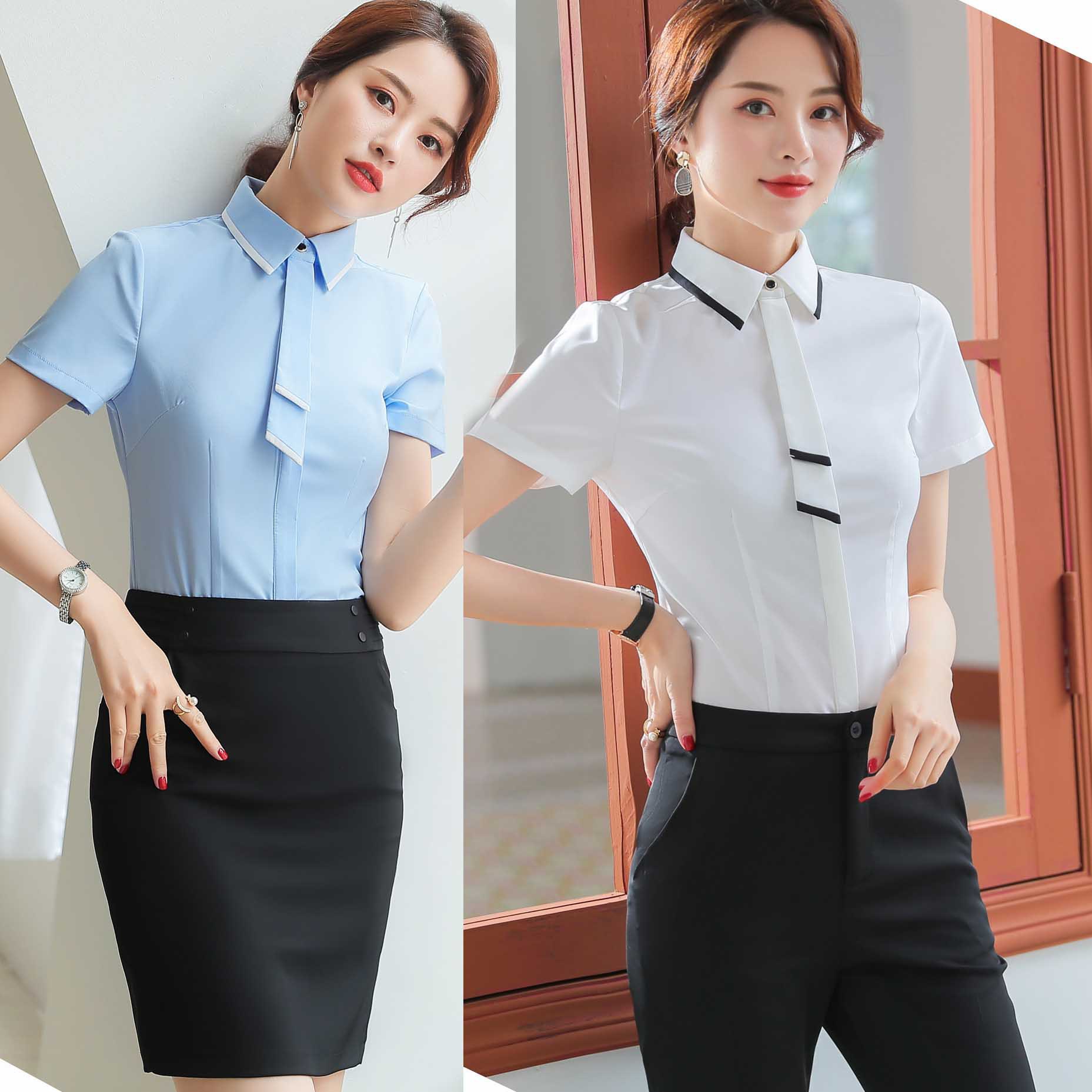 衬衫女复古港味职业装韩版灰色面试正装女大学生西装内搭打底衬衣