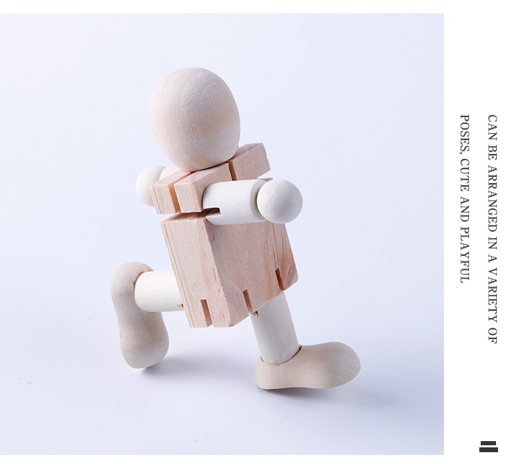 绘画涂鸦木头人白坯diy木制机器人人偶关节木偶手工玩具厂家直销