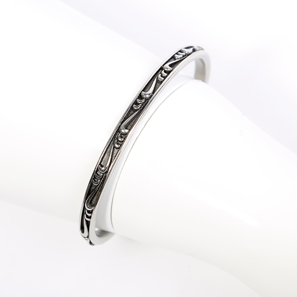 嘻哈潮牌复古个性情侣浪花花纹手镯时尚手饰男女手环创意欧美饰品