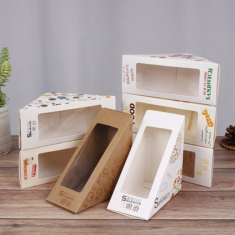 三角形美味糕点包装盒小清新各种各样西式糕点包装纸盒可定制logo