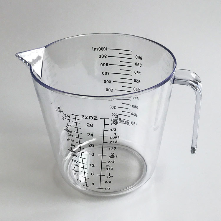 厂家供应1000ml量杯 透明双面刻度量杯1000ml 1l大号塑料量杯