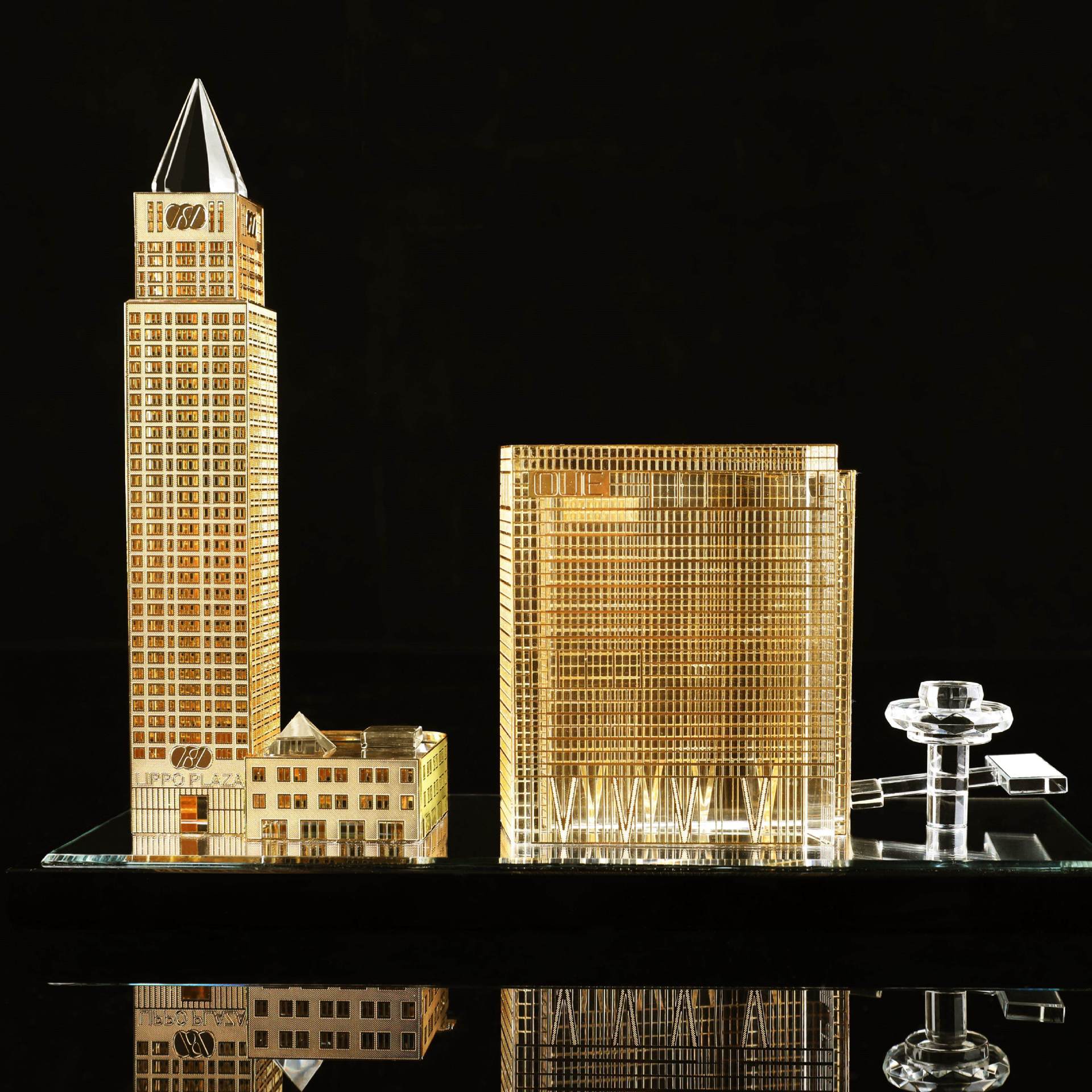 水晶楼模建筑模型创意工艺品摆件水晶楼盘开业公司年会礼品定制