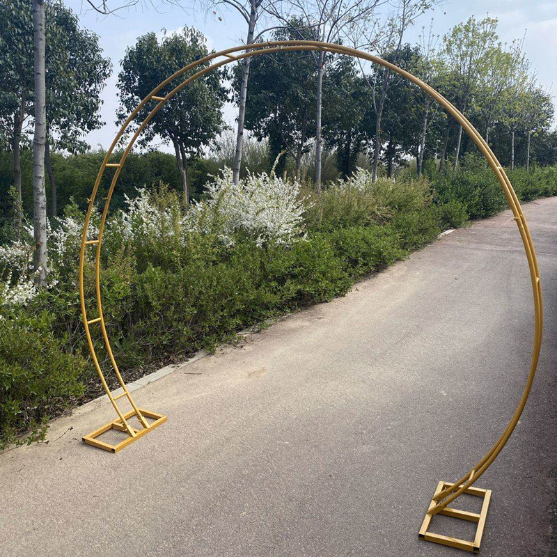 森系户外婚庆道具婚礼铁艺拱门圆形花门舞台背景半圆双杆圆弧花架