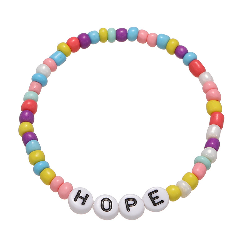 Cross-Border Hot Ins Internet Hot Beads Encourage Positive Energy English Words Bead Children's Bracelet in Stock