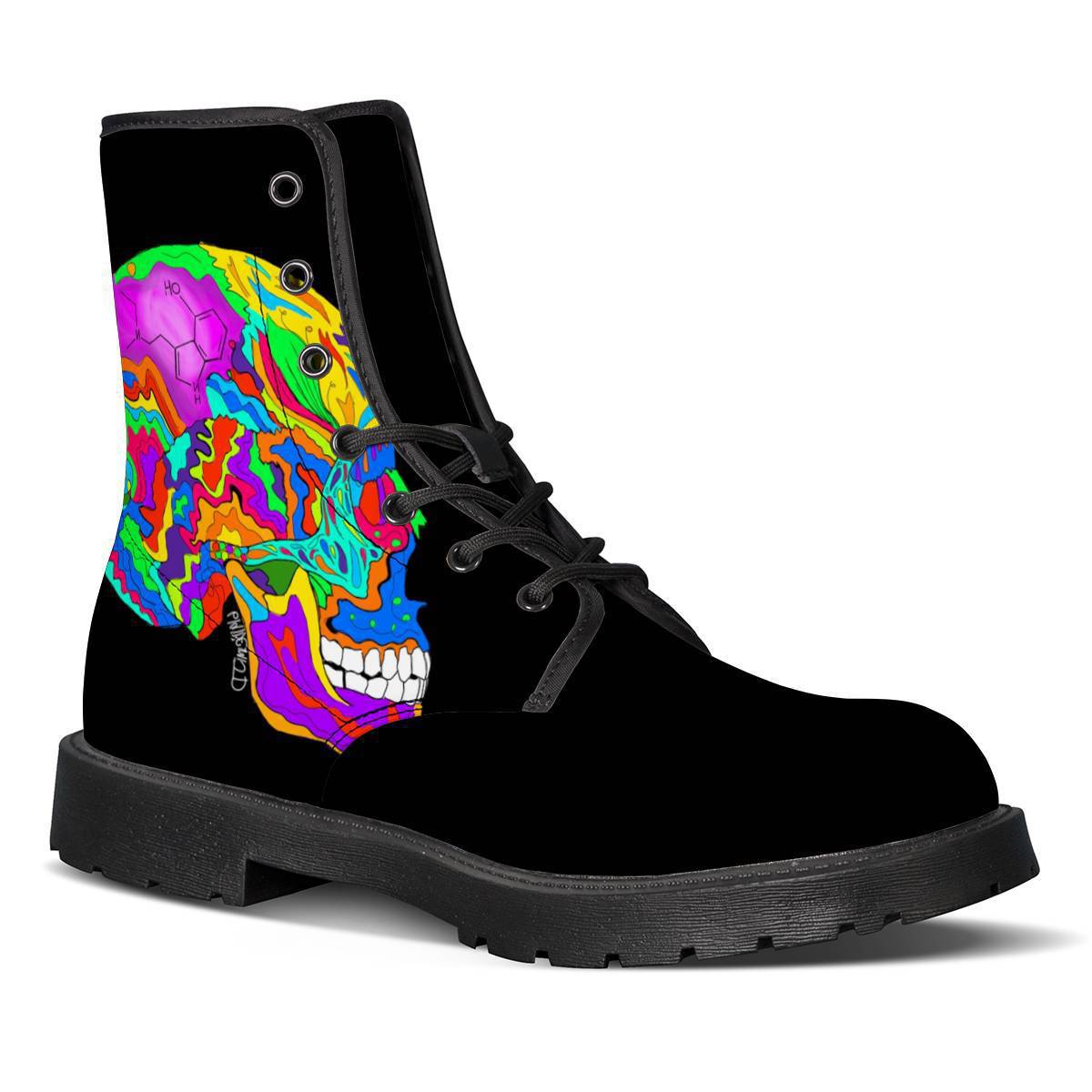 速卖通万圣节恐怖骷髅头骨skull来图一件定制高帮马丁靴长靴女pu