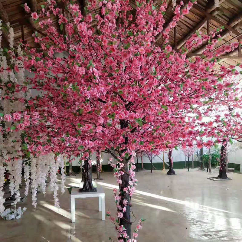 商场仿真桃花树 春节美陈大型加密桃花树婚庆许愿树桃花假树仿真