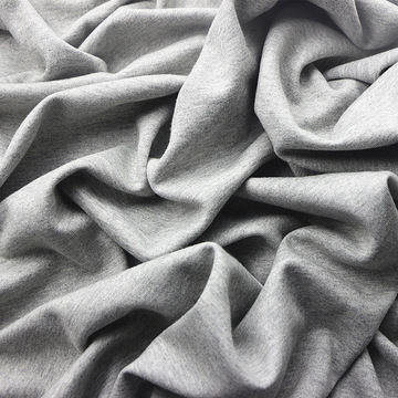 女装短裙服装面料针织纬编麻灰色织cvc双面布健康布夹丝空气层布