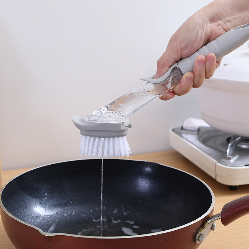 Kitchen Dish Brush Hydraulic Brush Automatic Liquid Filling Multi-Function Long Handle Dish Brush